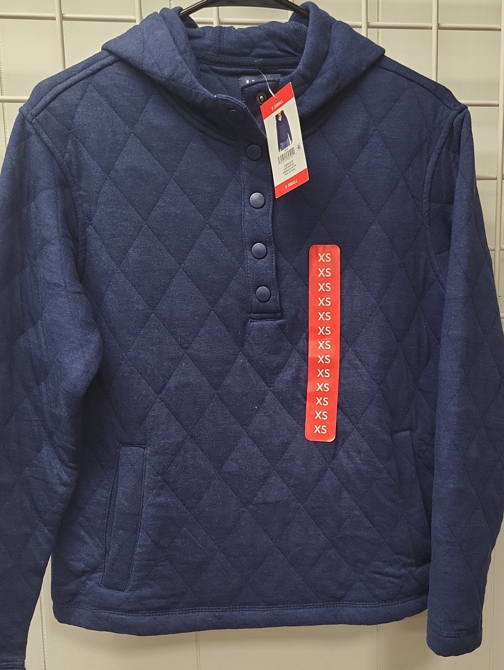 Nwt Lands' End Navy Quilted Pullover Hoodie, Xs
